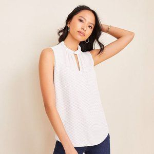 Ann Taylor White and Grey Butterfly Lattice Top